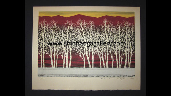 A Huge Orig Japanese Woodblock Print Pencil-Signed Limit# Fujita Fumio Twilight II A 1990