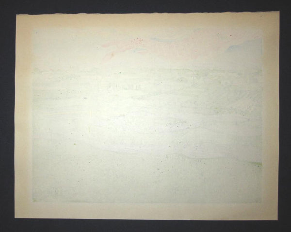 AN EXTRA LARGE Orig Japanese Woodblock Print LIMIT NUMBER PENCIL SIGN Kitaoka Fumio Nishio Tea Garden