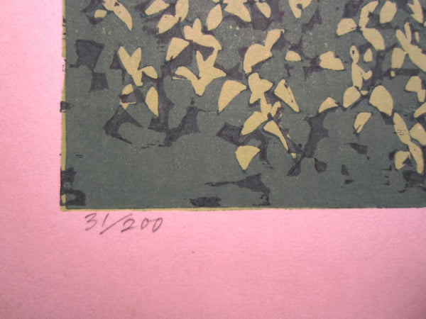AN EXTRA LARGE Orig Japanese Woodblock Print LIMIT NUMBER PENCIL SIGN Kitaoka Fumio Nishio Tea Garden