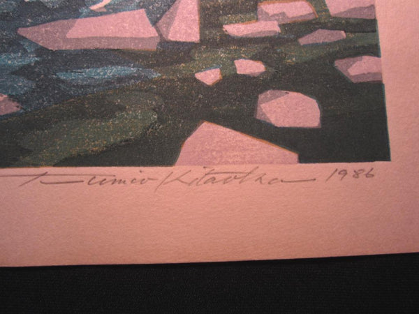 AN EXTRA LARGE Orig Japanese Woodblock Print LIMIT NUMBER PENCIL SIGN Kitaoka Fumio Koran Valley Maple