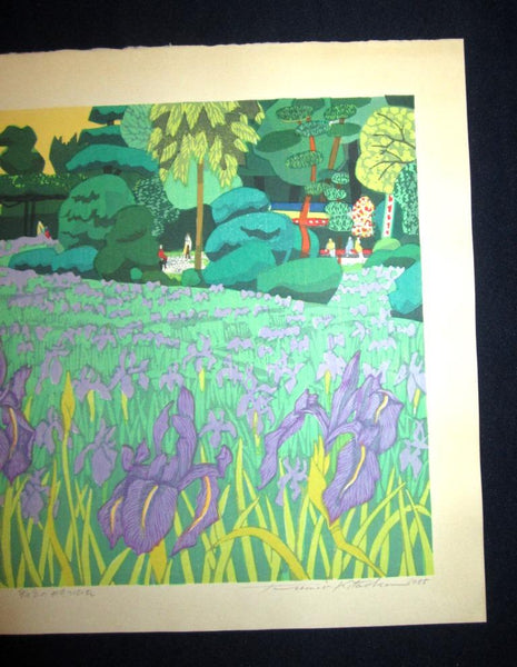 AN EXTRA LARGE Orig Japanese Woodblock Print LIMIT NUMBER PENCIL SIGN Kitaoka Fumio Katsu Iris