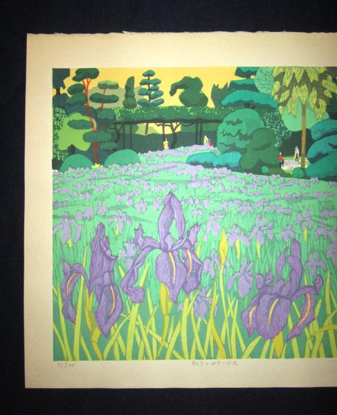 AN EXTRA LARGE Orig Japanese Woodblock Print LIMIT NUMBER PENCIL SIGN Kitaoka Fumio Katsu Iris