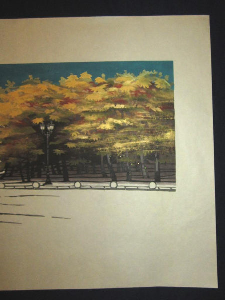 A Huge Orig Japanese Woodblock Print PENCIL Sign LIMIT# Kan Kawada Saint Andre Cathedral France 1973