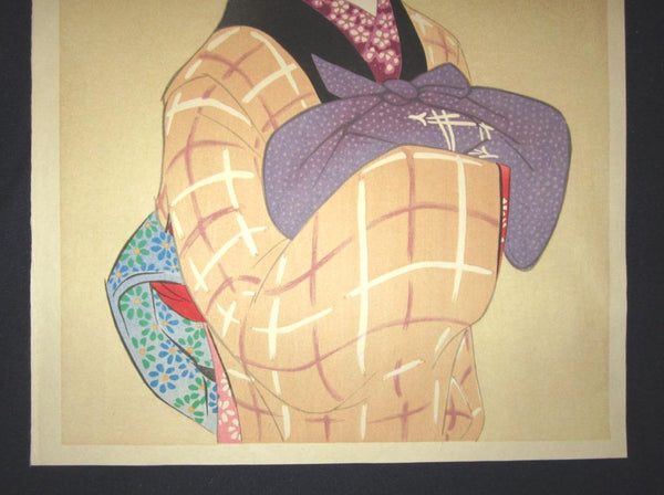 A Great Orig Japanese Woodblock Print Iwata Sentaro Bijin Beauty Bijin Old Style 1970