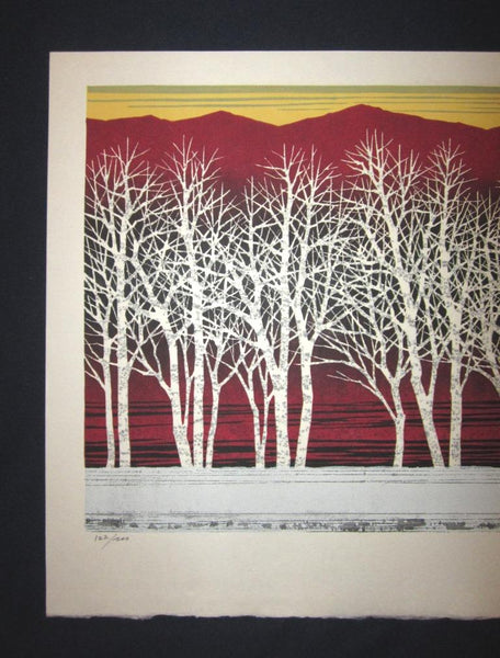 A Huge Orig Japanese Woodblock Print Pencil-Signed Limit# Fujita Fumio Twilight II A 1990