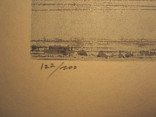 A Huge Orig Japanese Woodblock Print Pencil-Signed Limit# Fujita Fumio Twilight II A 1990