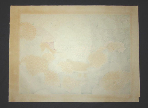 A HUGE Orig Japanese Woodblock Print LIMIT# PENCIL SIGN Hayashi Waichi Hydrangea 1980