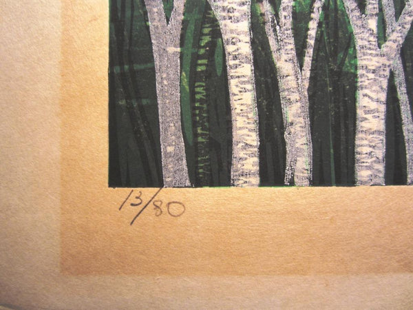 A HUGE Orig Japanese Woodblock Print LIMIT# PENCIL SIGN Hayashi Waichi Mountain Hills