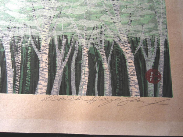 A HUGE Orig Japanese Woodblock Print LIMIT# PENCIL SIGN Hayashi Waichi Mountain Hills