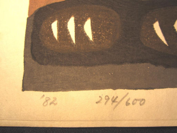 A Huge GreatJapanese Woodblock Print PENCIL Sign LIMIT Number Inagaki Tomoo Sitting Cat 1982 (1)