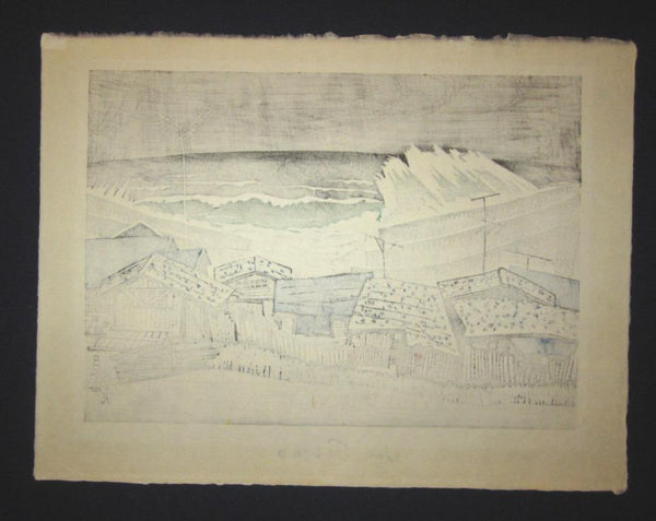 A Great Huge Orig Japanese Woodblock Print Junichiro Sekino LIMIT NUMBER Japan Sea WATER MARK