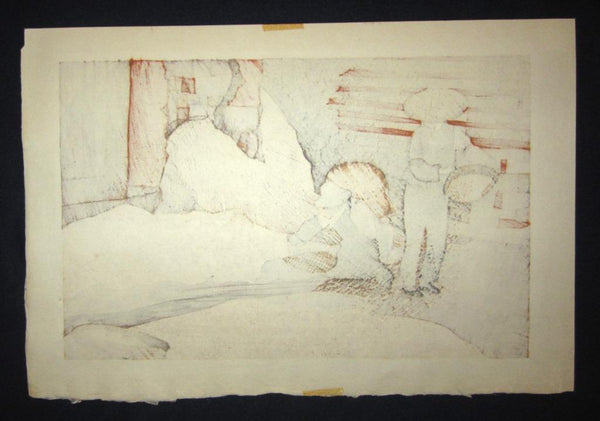 AN EXTRA LARGE Orig Japanese Woodblock Print PENCIL Sign Limit# Joshua Rome Yunan no Shukakuki 1985