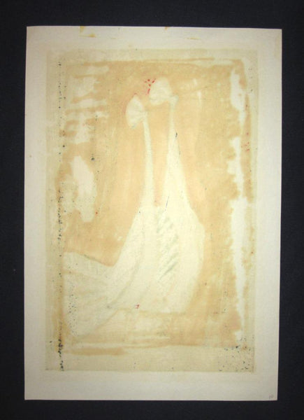 An Extra Large Orig Japanese Woodblock Print PENCIL SIGN Shiro Takagi 1970