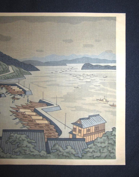 A Great Orig Japanese Woodblock Print Asano Takeji Setouchi Bay SELT-PRINT Showa 33 (1958)