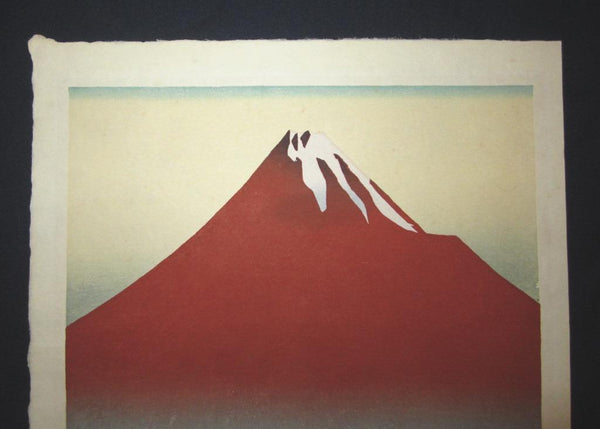 A HUGE Orig Japanese Woodblock Print PENCIL Sign Limit# Hashimoto Okiie Mt. Fuji Morning 1972