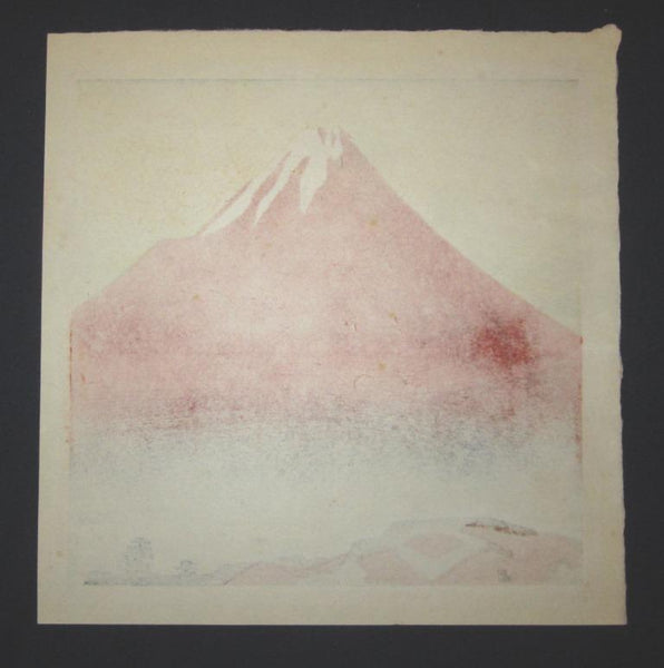 A HUGE Orig Japanese Woodblock Print PENCIL Sign Limit# Hashimoto Okiie Mt. Fuji Morning 1972