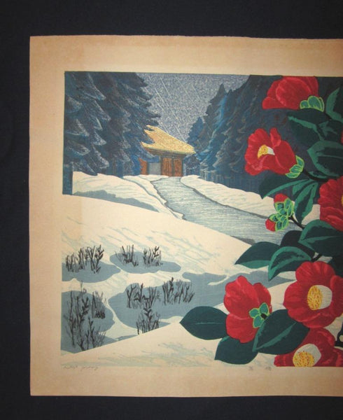 A HUGE Orig Japanese Woodblock Print LIMIT# PENCIL SIGN Hayashi Waichi Camellia 1980