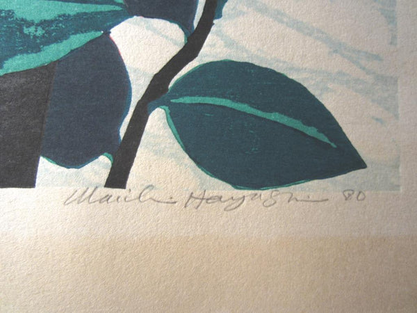 A HUGE Orig Japanese Woodblock Print LIMIT# PENCIL SIGN Hayashi Waichi Camellia 1980