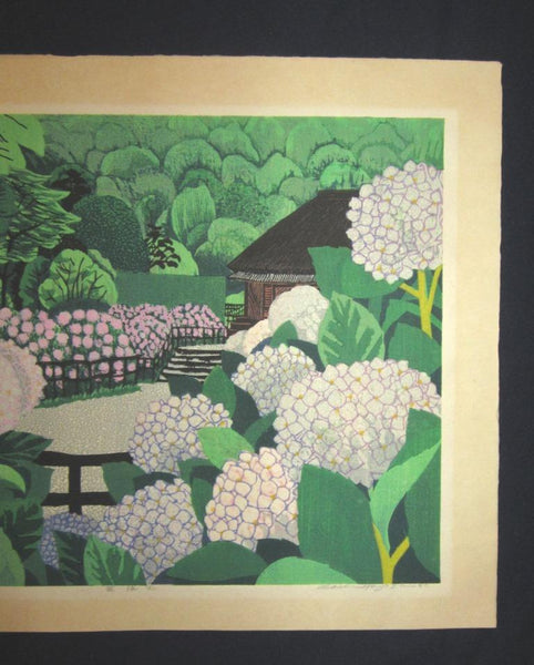 A HUGE Orig Japanese Woodblock Print LIMIT# PENCIL SIGN Hayashi Waichi Hydrangea 1980