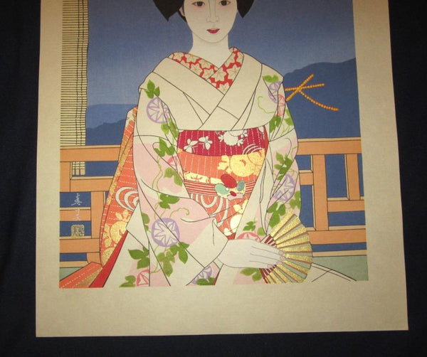 A Huge Orig Japanese Woodblock Print Geisha Maiko Tateishi Harumi (2)