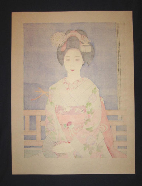 A Huge Orig Japanese Woodblock Print Geisha Maiko Tateishi Harumi (2)