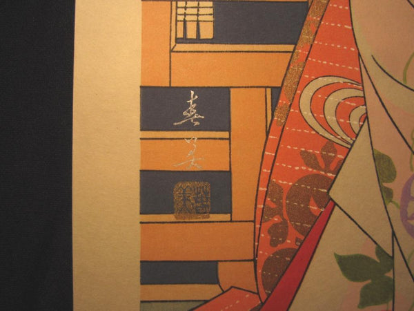 A Huge Orig Japanese Woodblock Print Geisha Maiko Tateishi Harumi (2)