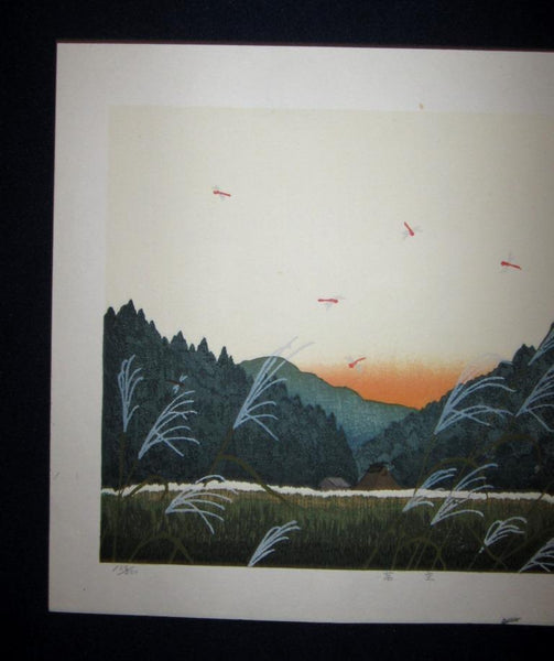 A Great Orig Japanese Woodblock Print Seiji Sano Summer Dragonfly Sky Four Seasons (2)