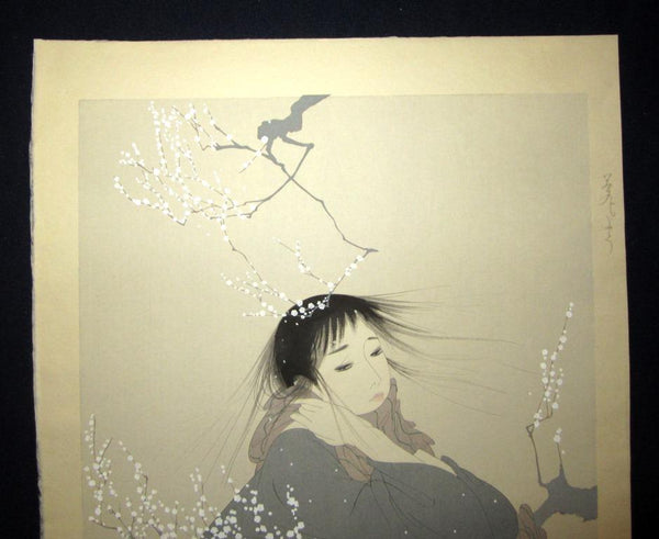 A Great Extra LARGE Orig Japanese Woodblock Print Nakajima Kiyoshi PENCIL Dream Bijin (2)