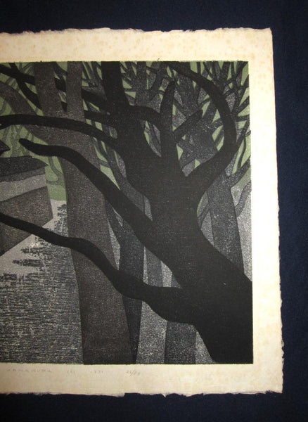 A Huge Orig Japanese Woodblock Print Limit Number PENCIL Sign Kiyoshi Saito Enkaku–Ji Kamakura (C) 1971