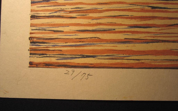 A HUGE  Orig Japanese Woodblock Print PENCIL Sign Limit# Motosugu Sugiyama Spring Day Afternoon, Sumida River