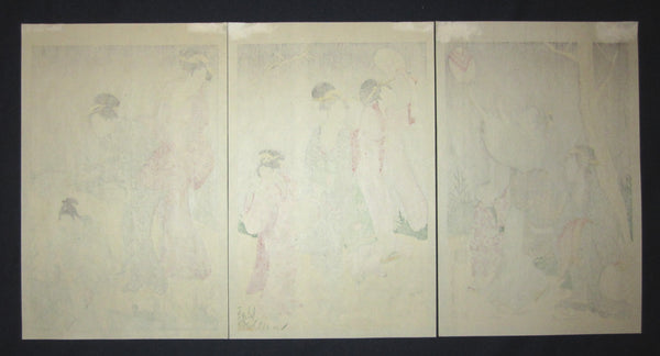 A Great Japanese Woodblock Print Triptych Utamaro Firefly