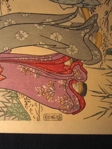 A Great Japanese Woodblock Print Triptych Utamaro Firefly