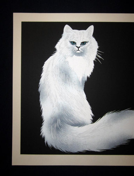 A Great Huge Orig Japanese Woodblock Print Miyata Masayuki Persian Cat