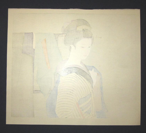A Great Orig Japanese Woodblock Print Shimura Tatsumi PENCIL LIMITED# Maiko Haori 1970 (2)