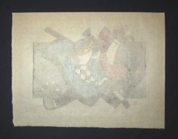 A Great Extra Large Original Japanese Woodblock Print LIMIT Number PENCIL SIGN Mori Yoshitoshi Samurai Stand Back 1986 (2)