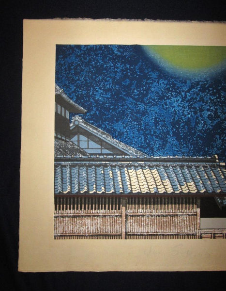A Huge Original Japanese Woodblock Print Junichiro Sekino Moon Heart of Heaven Water Mark