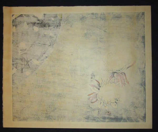 A HUGE Orig Japanese Woodblock Print PENCIL Sign Limit# Hashimoto Okiie Beauty under Moon 1975