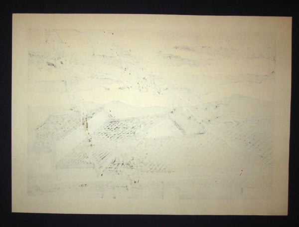 A Huge Orig Japanese Woodblock Print LIMIT# PENCIL Sign Nishijima Kazuyuki Twilight