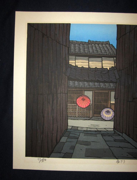 A Huge Orig Japanese Woodblock Print LIMIT# PENCIL Sign Nishijima Kazuyuki Afternoon