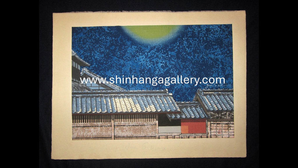 A Huge Original Japanese Woodblock Print Junichiro Sekino Moon Heart of Heaven Water Mark