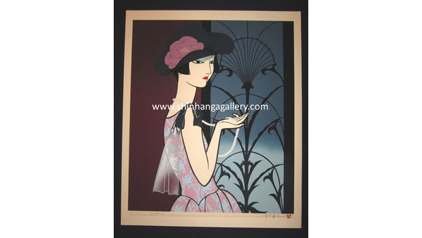 A Huge Orig Japanese Woodblock Print Miyata Masayuki LIMIT # PENCIL Sign Ginza Woman (1)