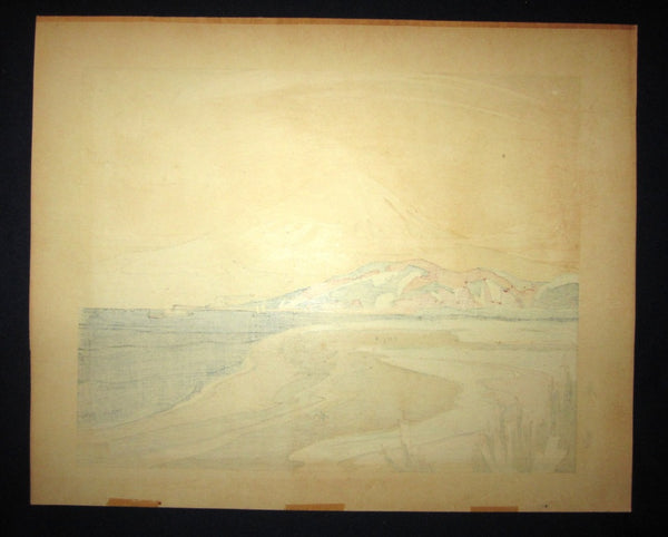 Large Original Japanese Woodblock Print Ishikawa Toraji Fuji from Miho in Spring