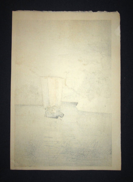 A Great Orig Japanese Woodblock Print Tananchi Boat on River Kyoto Hanga Printmaker 1950