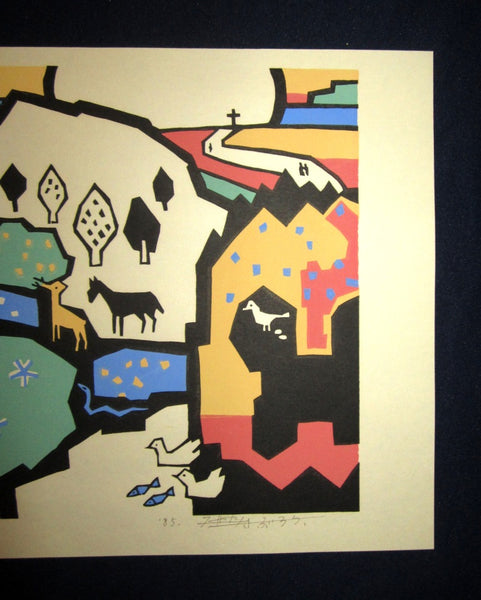 A Huge Orig Japanese Woodblock Print LIMIT# Miyata Saburo Shinshu Eden Nagano Prefecture Twenty Sceneries (14)