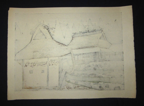 A Huge Orig Japanese Woodblock Print PENCIL Sign Limit# Joshua Rome Tsuya Rain 1986