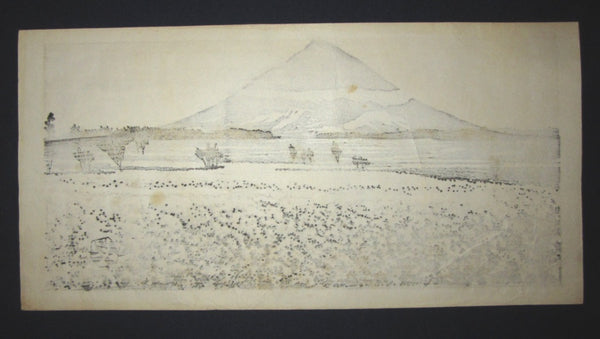 Large Original Japanese Woodblock Print PENCIL sign Okuyama Jihachiro Mt Fuji