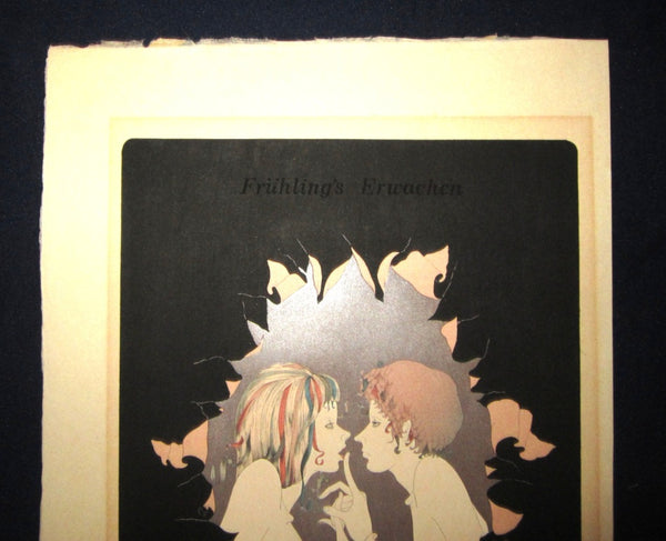A Great Large Orig Japanese Woodblock Print PENCIL Sign Limit# Masakane Yonekura Friiling’s Erwachen 1979