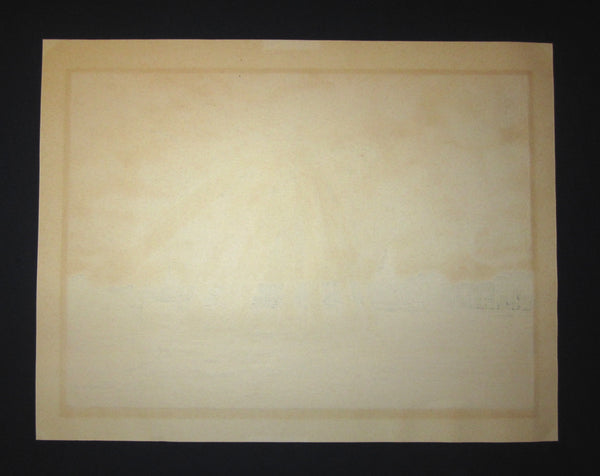 A HUGE Orig Japanese Woodblock Print PENCIL Sign Limit# Kitaoka Fumio Neva River Sunshine at Leningrad Russia