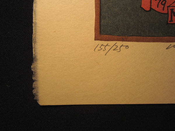 A Great Orig Japanese Woodblock Print PENCIL Sign Limit# Masakane Yonekura Clown 1980