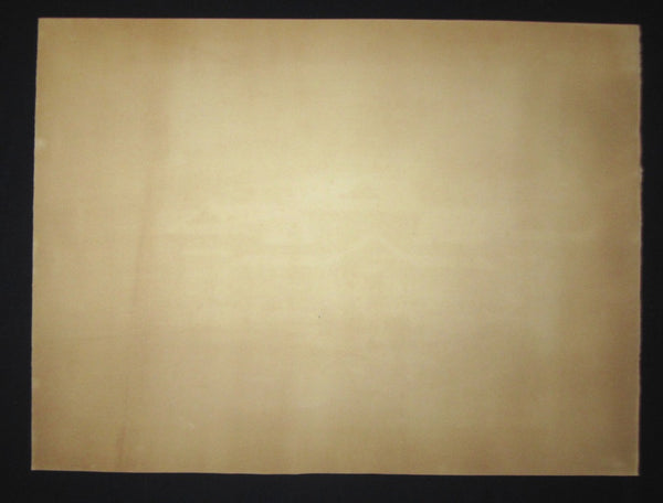 A Huge Orig Japanese Woodblock Print Limit number PENCIL Sign K. Tomita Snow Train Station